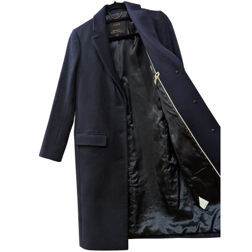 J. Crew Women's 00 Wool Melton Topcoat Coat in Navy Style B3906 - Picture 4 of 8
